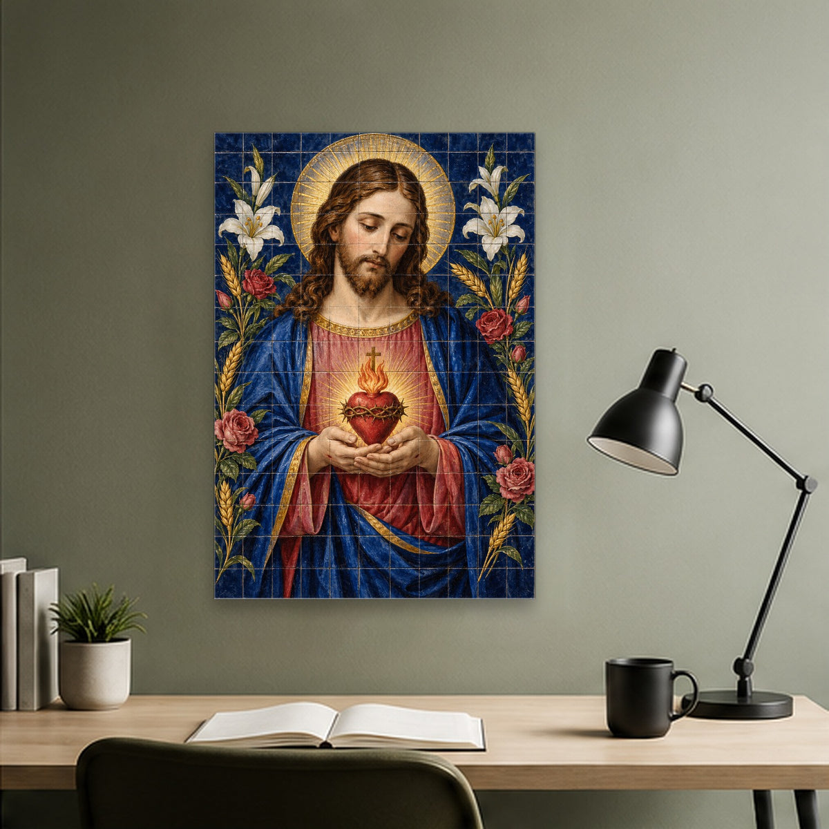 Cor Regale IV Canvas Wall Art - Catholic Wall Art, close-up of the print
