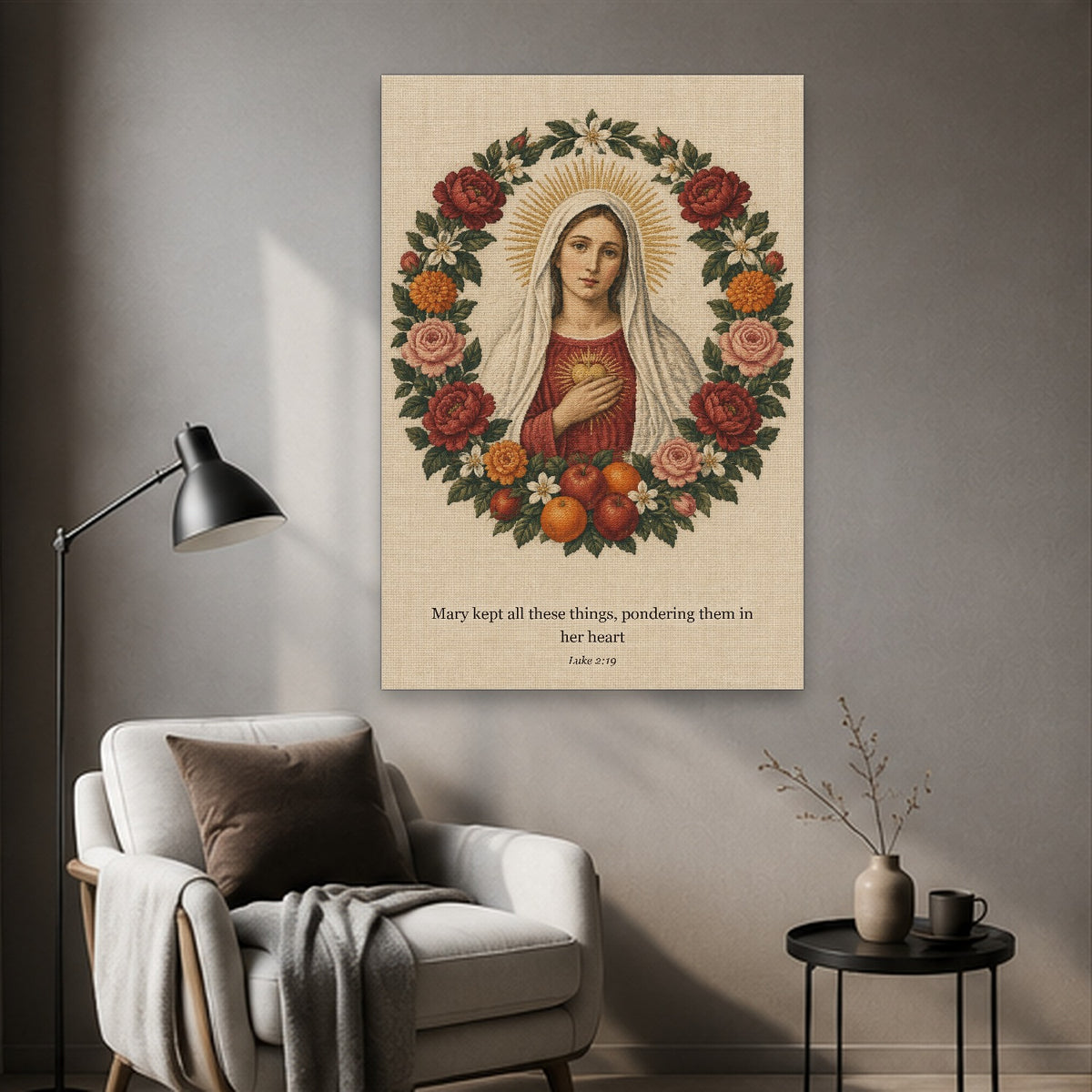 Corona Pomorum Canvas Wall Art - Catholic Wall Art, styled in the home
