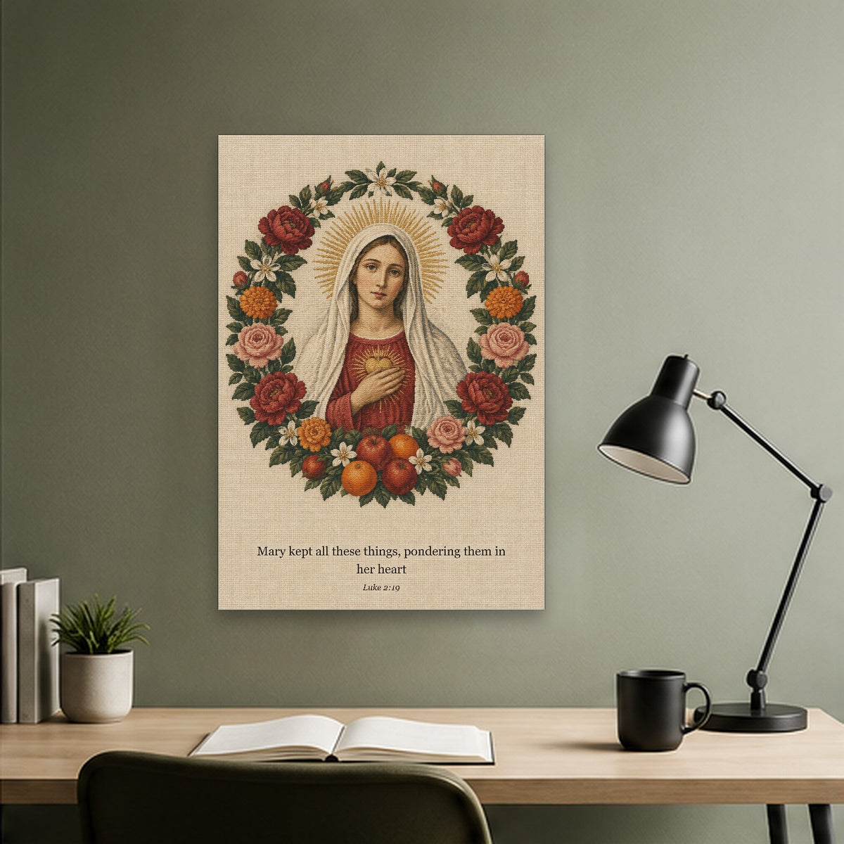 Corona Pomorum Canvas Wall Art - Catholic Wall Art, close-up of the print