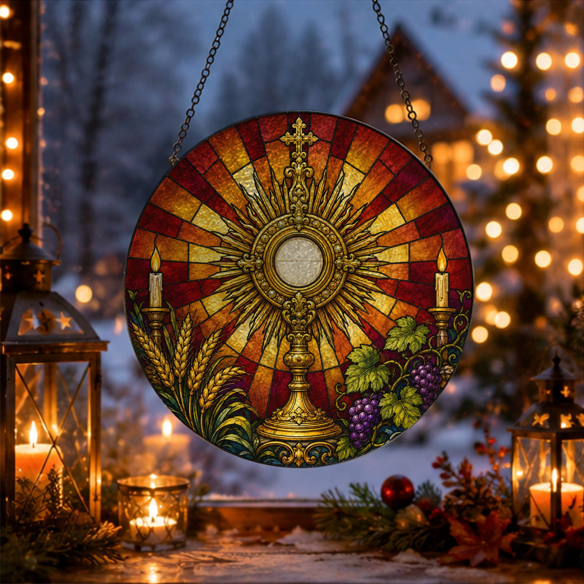 Corpus Christi Glass Suncatcher - Catholic Suncatcher, gift presentation