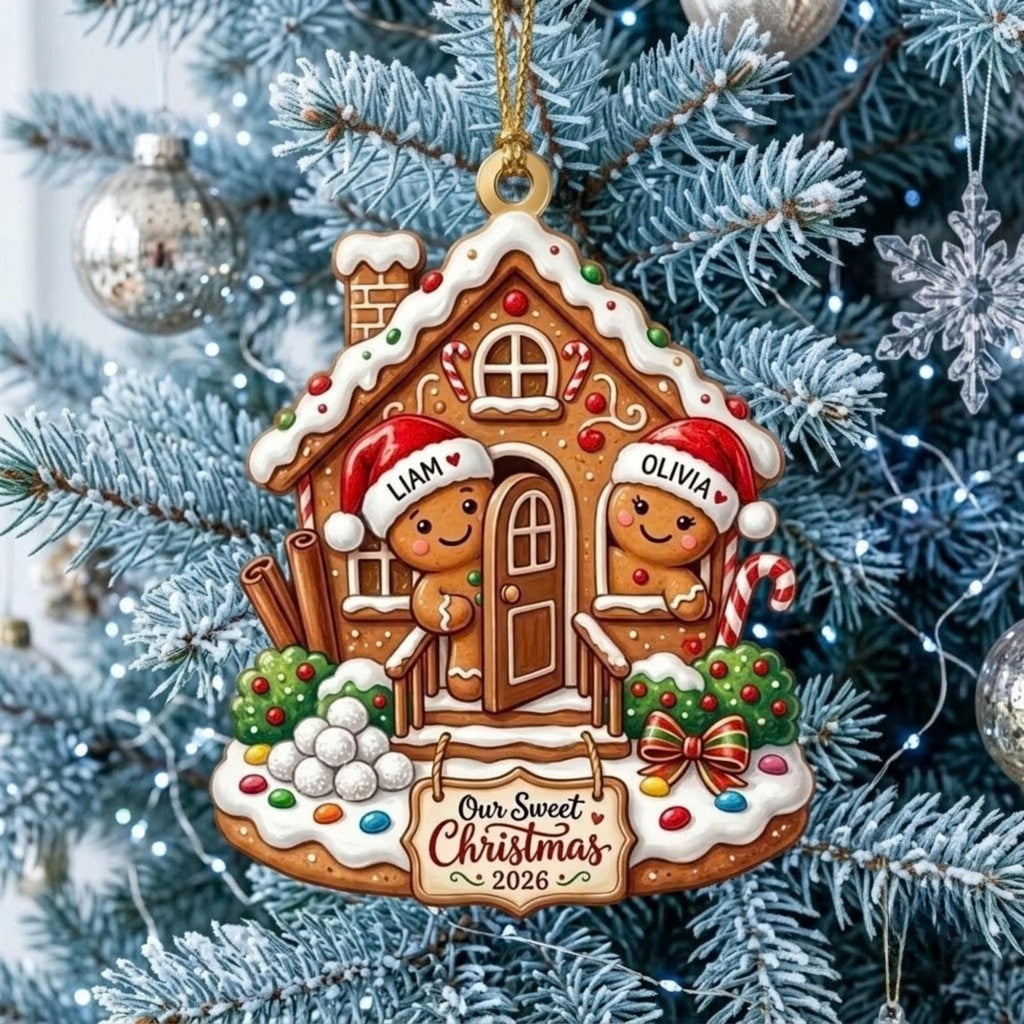 Couple Gingerbread House Sweet Christmas Acrylic Ornament - Acrylic Christmas Ornament, detail view