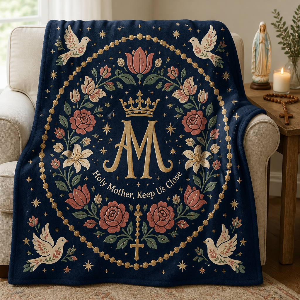 Crowned Rose Wreath Fleece Blanket - Christian Blanket, front view