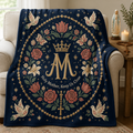 Crowned Rose Wreath Fleece Blanket - Christian Blanket, front view