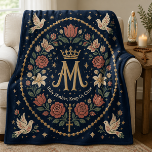 Crowned Rose Wreath Fleece Blanket - Christian Blanket, front view