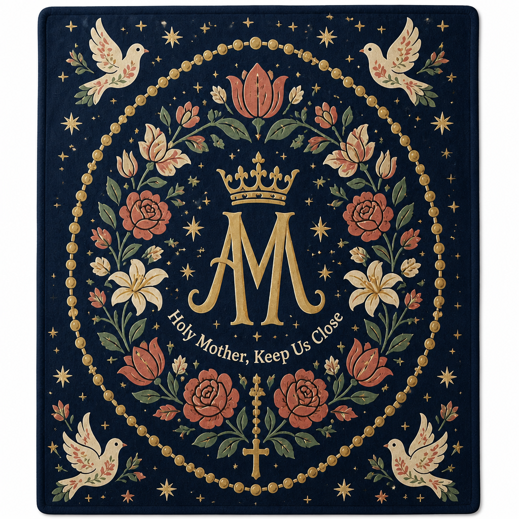 Crowned Rose Wreath Fleece Blanket - Christian Blanket, detail view