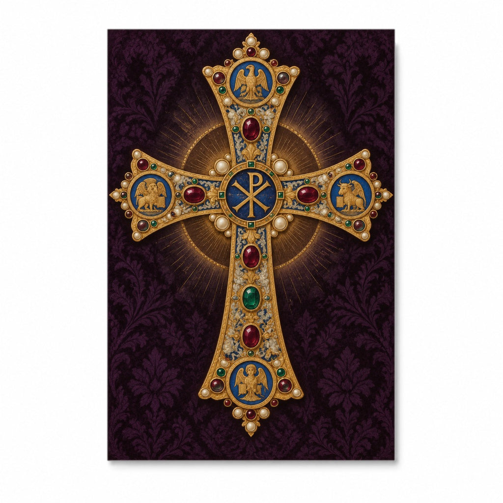 Crux Gemmata Canvas Wall Art - Catholic Wall Art, front view