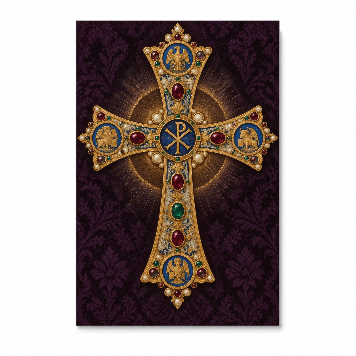 Crux Gemmata Canvas Wall Art - Catholic Wall Art, front view