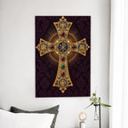 Crux Gemmata Canvas Wall Art - Catholic Wall Art, detail view