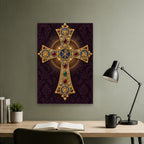Crux Gemmata Canvas Wall Art - Catholic Wall Art, close-up of the print