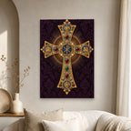 Crux Gemmata Canvas Wall Art - Catholic Wall Art, scale reference