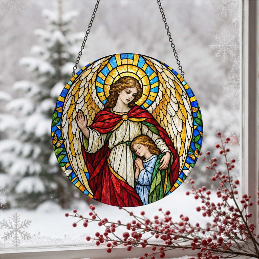 Custos Meus II Glass Suncatcher - Catholic Suncatcher, detail view