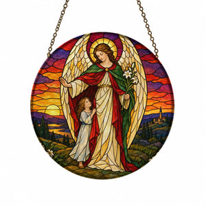 Custos Meus III Glass Suncatcher - Catholic Suncatcher, front view