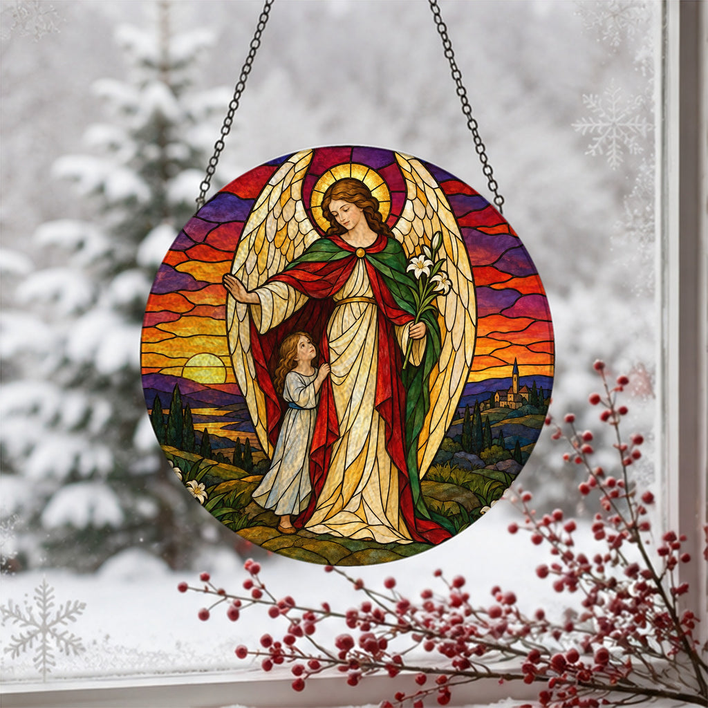 Custos Meus III Glass Suncatcher - Catholic Suncatcher, detail view