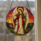 Custos Meus III Glass Suncatcher - Catholic Suncatcher, styled in the home