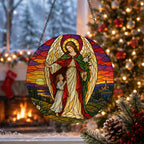 Custos Meus III Glass Suncatcher - Catholic Suncatcher, close-up of the print