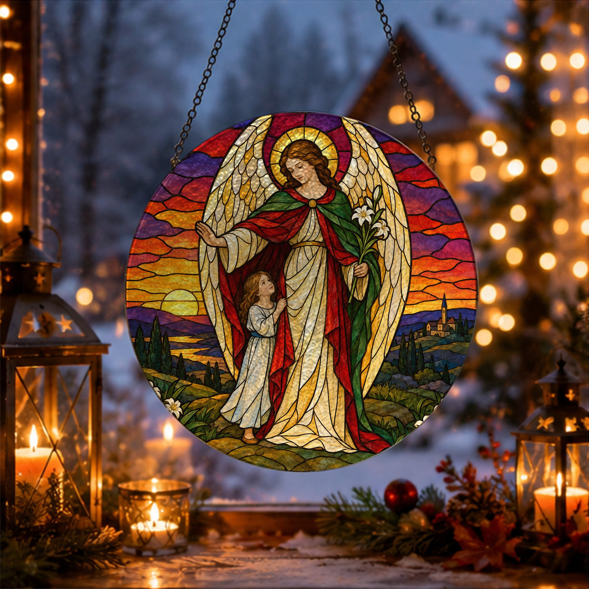 Custos Meus III Glass Suncatcher - Catholic Suncatcher, gift presentation