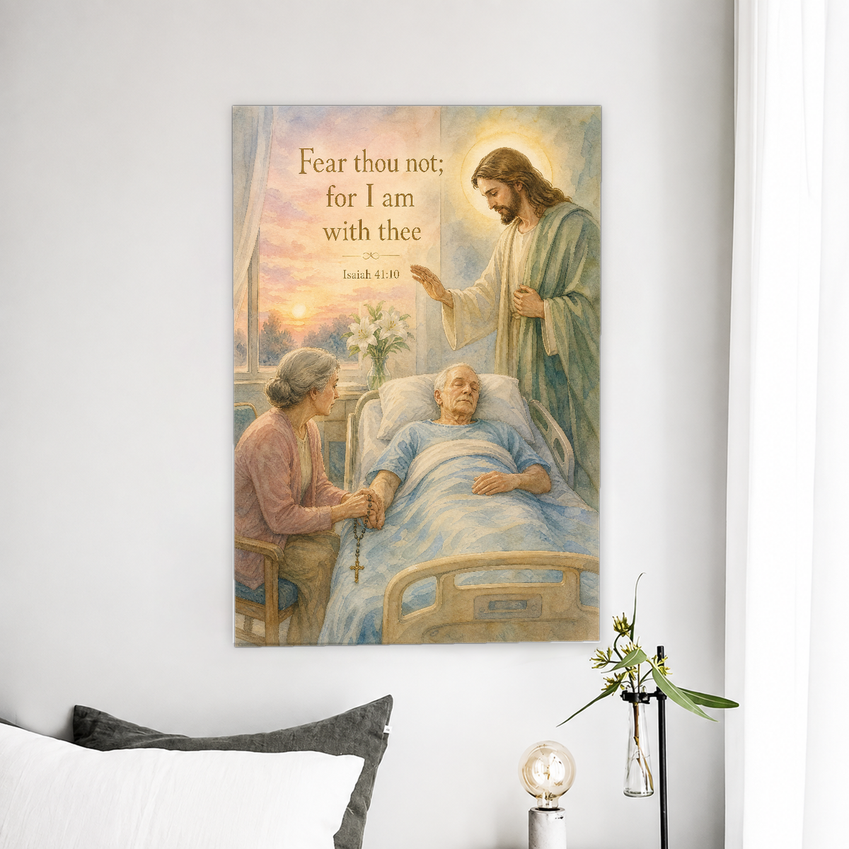 Dawn At The Bedside Canvas Wall Art - Christian Wall Art, front view