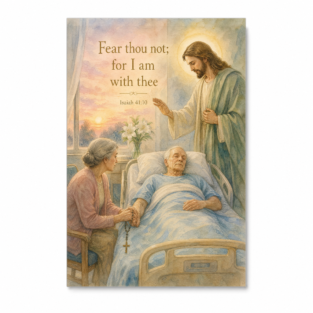 Dawn At The Bedside Canvas Wall Art - Christian Wall Art, detail view