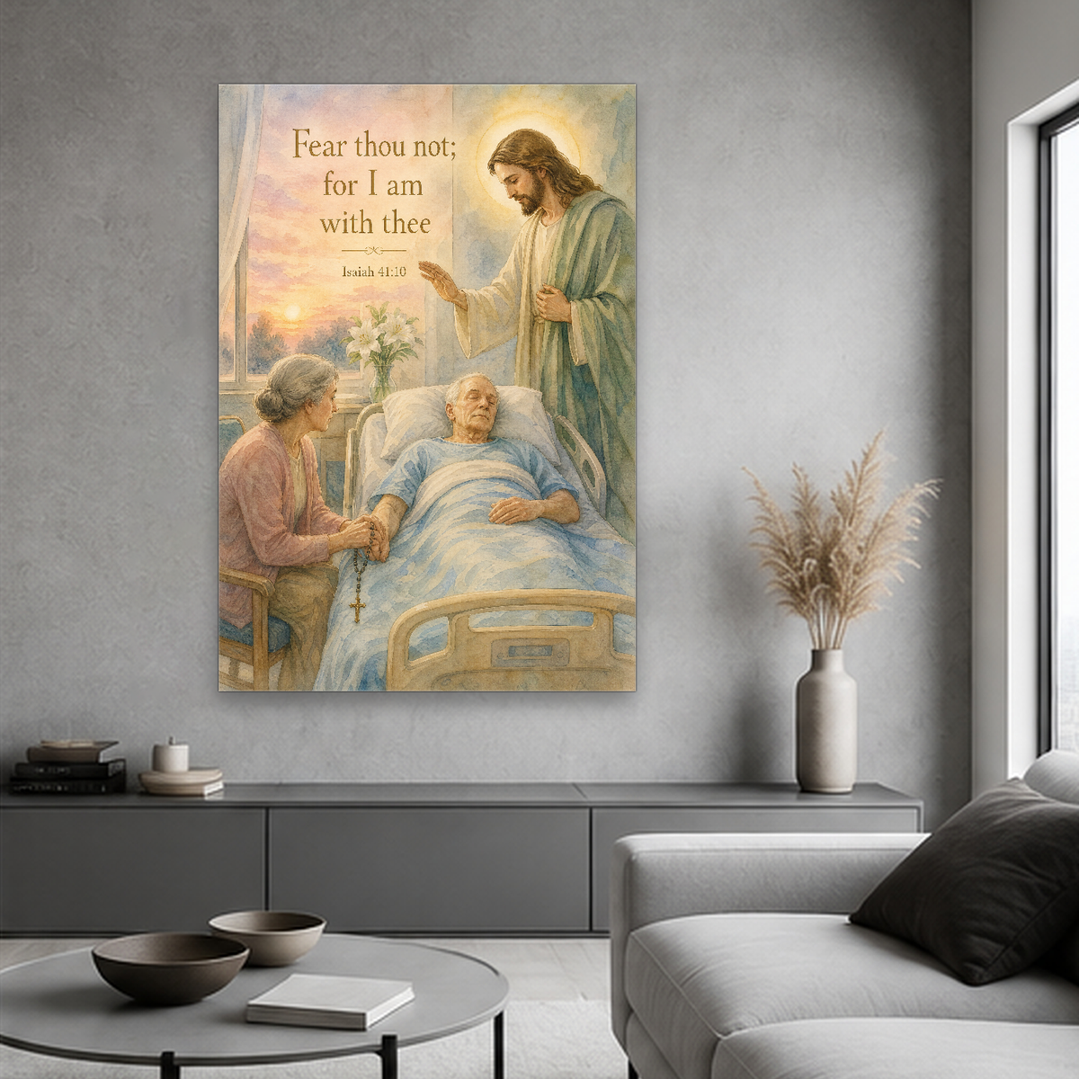 Dawn At The Bedside Canvas Wall Art - Christian Wall Art, hanging display