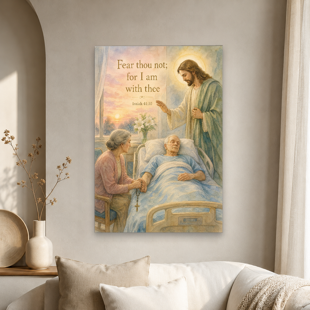 Dawn At The Bedside Canvas Wall Art - Christian Wall Art, scale reference