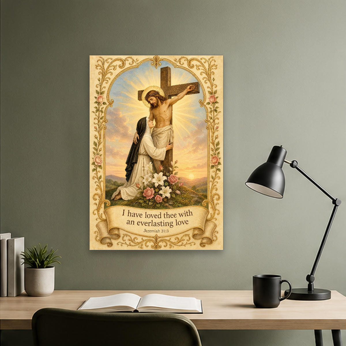Dawn at the Cross Canvas Wall Art - Christian Wall Art, hanging display