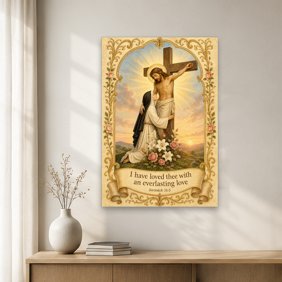Dawn at the Cross Canvas Wall Art - Christian Wall Art, close-up of the print