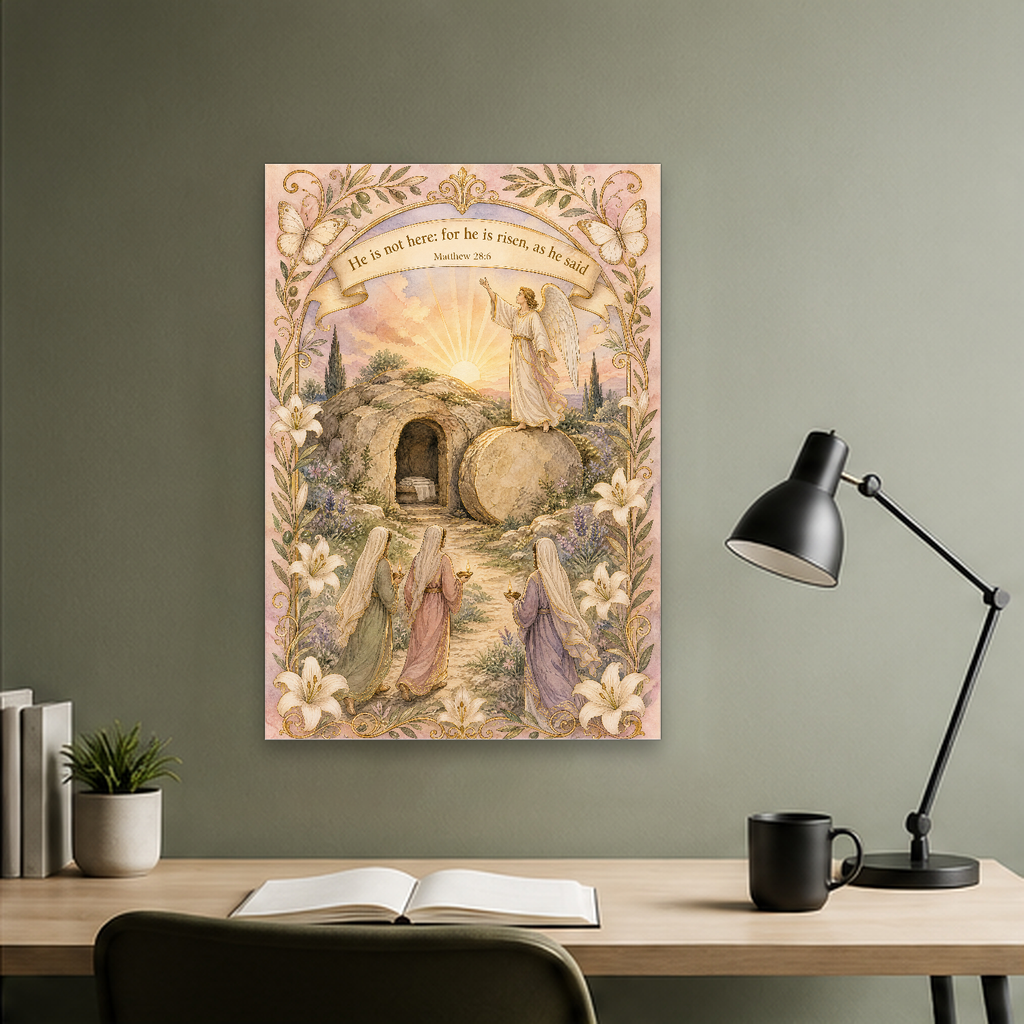 Dawn at the Garden Tomb Canvas Wall Art - Christian Wall Art, hanging display