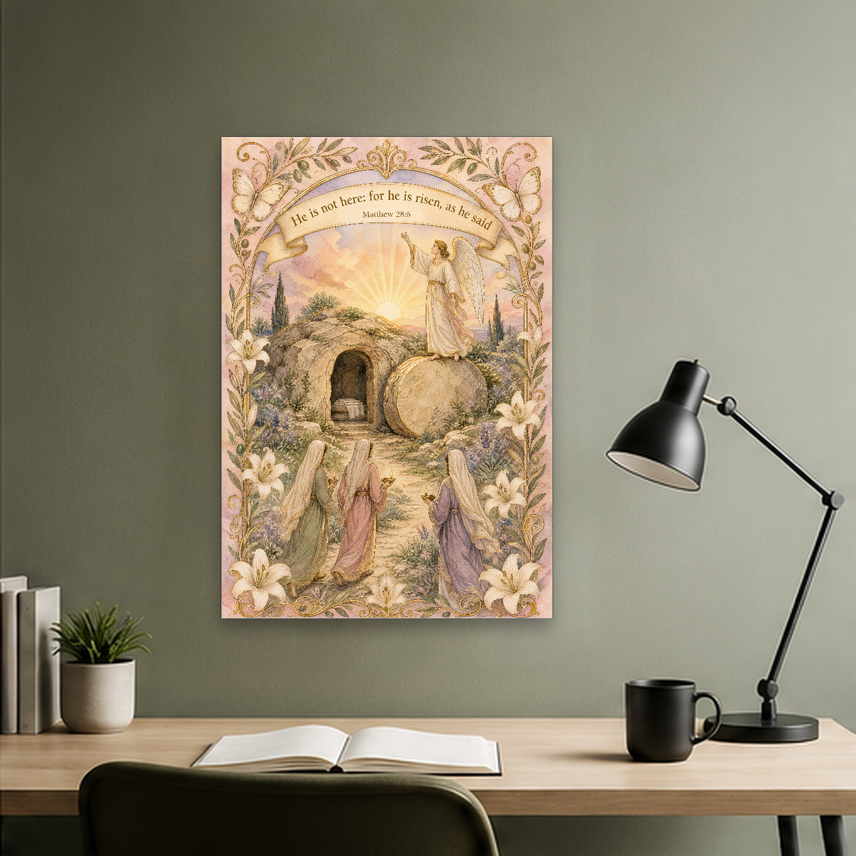 Dawn at the Garden Tomb Canvas Wall Art - Christian Wall Art, hanging display