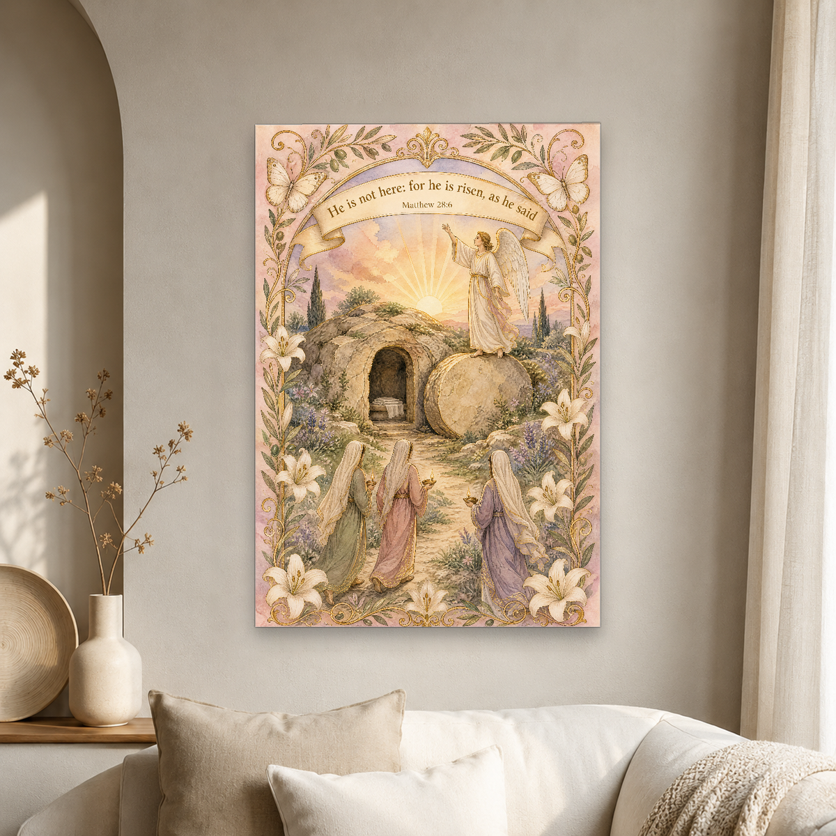Dawn at the Garden Tomb Canvas Wall Art - Christian Wall Art, gift presentation