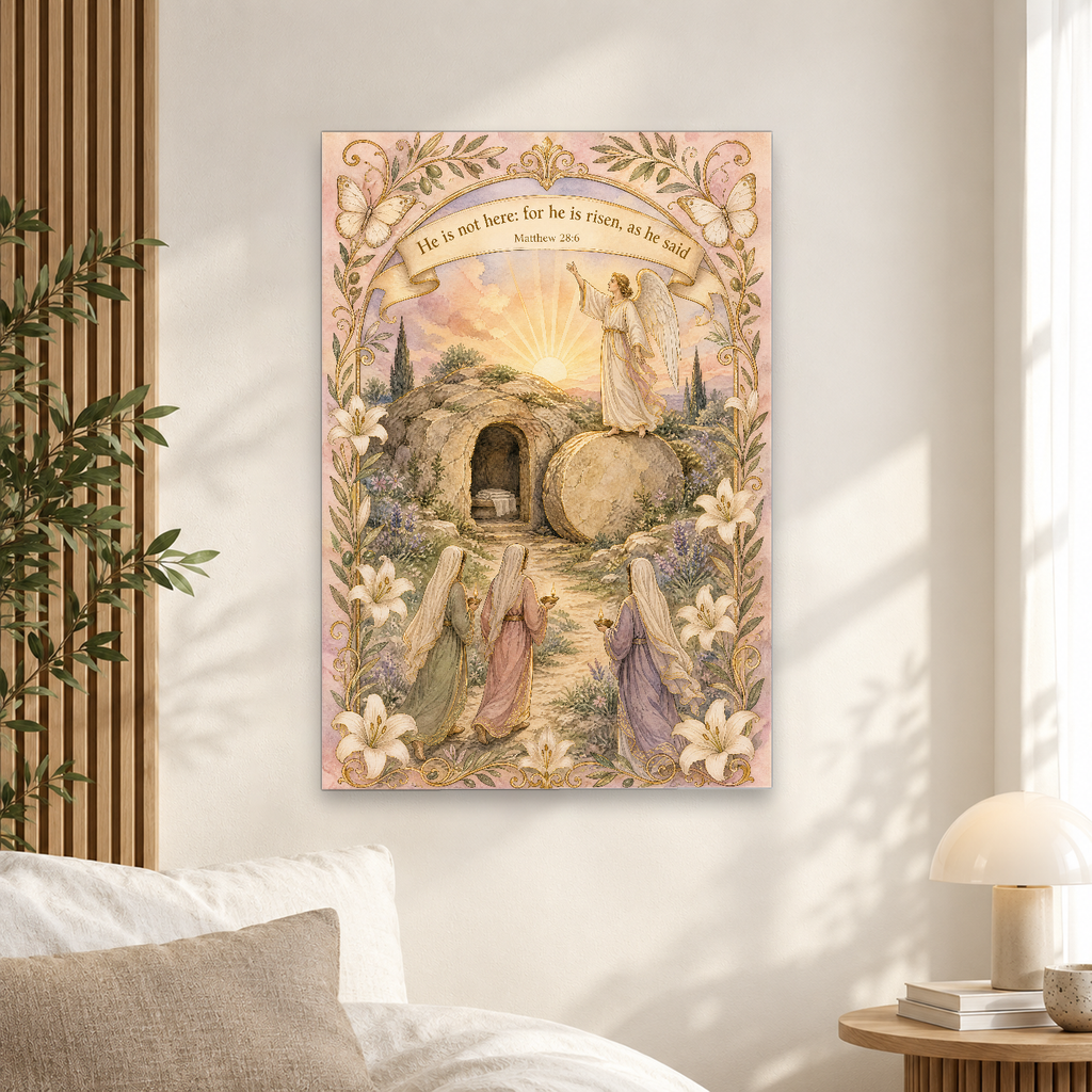 Dawn at the Garden Tomb Canvas Wall Art - Christian Wall Art, scale reference