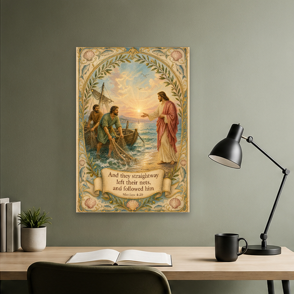 Dawn Call By The Sea Canvas Wall Art - Christian Wall Art, hanging display