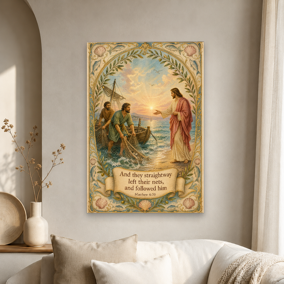 Dawn Call By The Sea Canvas Wall Art - Christian Wall Art, gift presentation