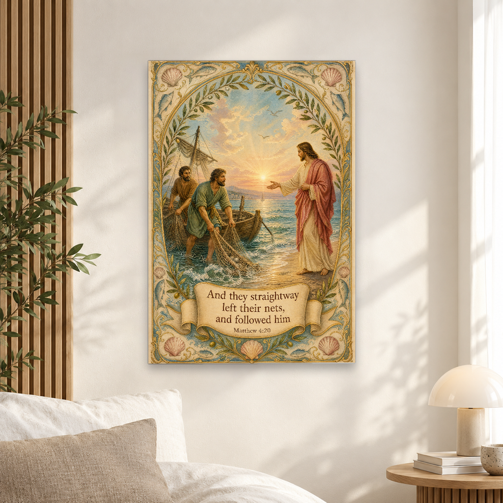 Dawn Call By The Sea Canvas Wall Art - Christian Wall Art, scale reference