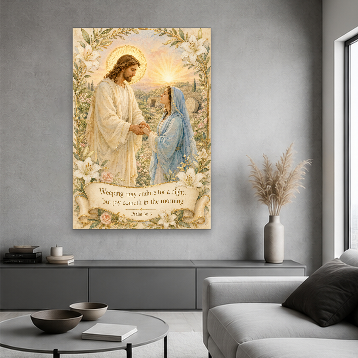 Dawn of Her Joy Canvas Wall Art - Christian Wall Art, styled in the home