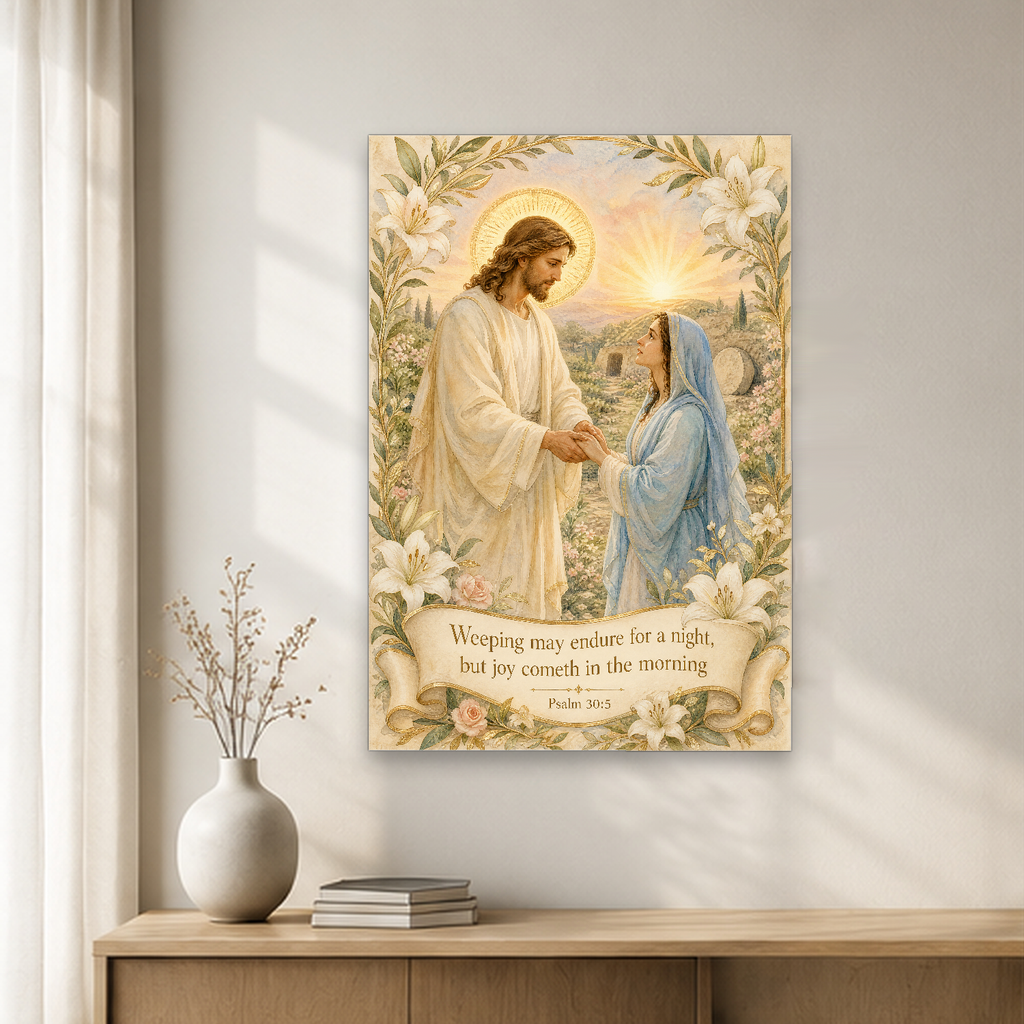 Dawn of Her Joy Canvas Wall Art - Christian Wall Art, close-up of the print