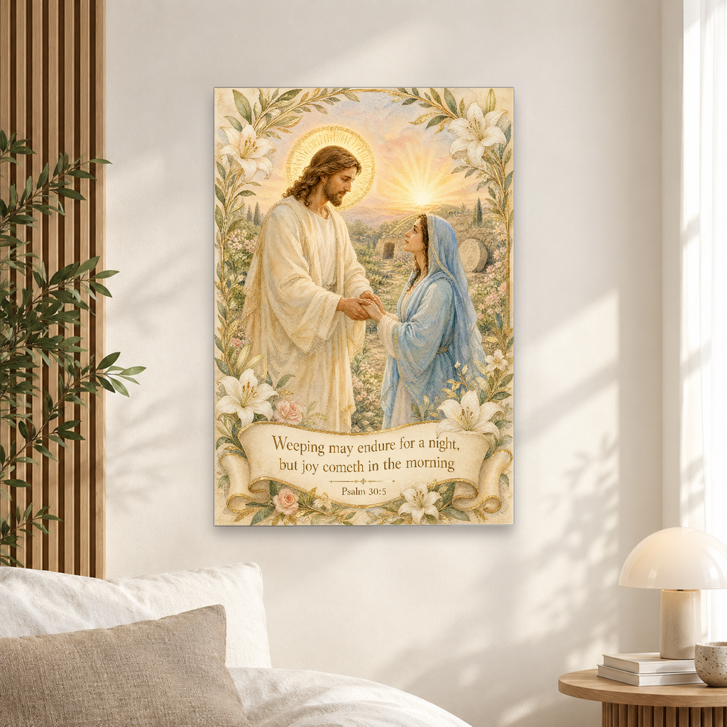 Dawn of Her Joy Canvas Wall Art - Christian Wall Art, scale reference