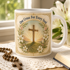 Dawn Over Calvary Hill Ceramic Mug - Christian Coffee Mug, front view