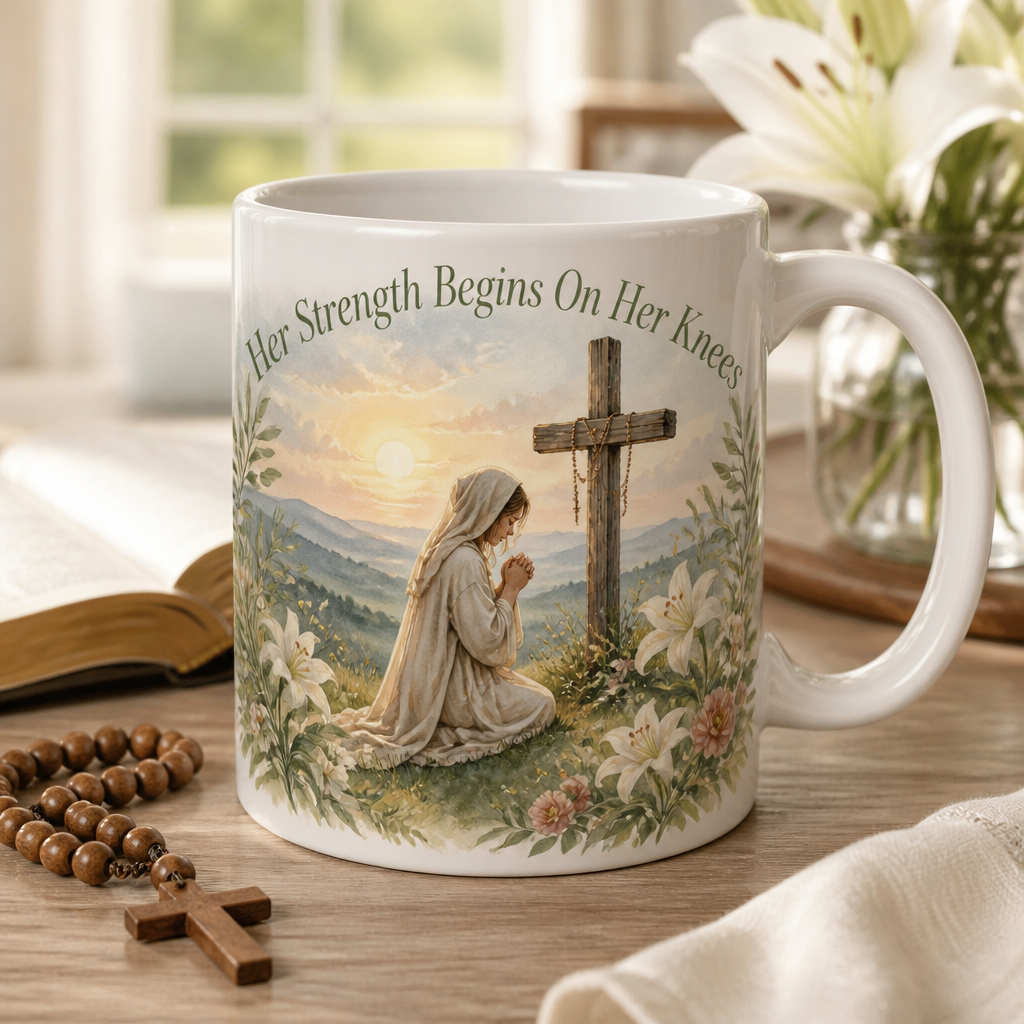 Dawn Prayer On The Hill Ceramic Mug - Christian Coffee Mug, front view