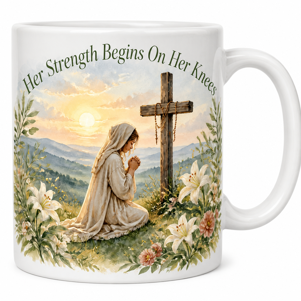 Dawn Prayer On The Hill Ceramic Mug - Christian Coffee Mug, detail view