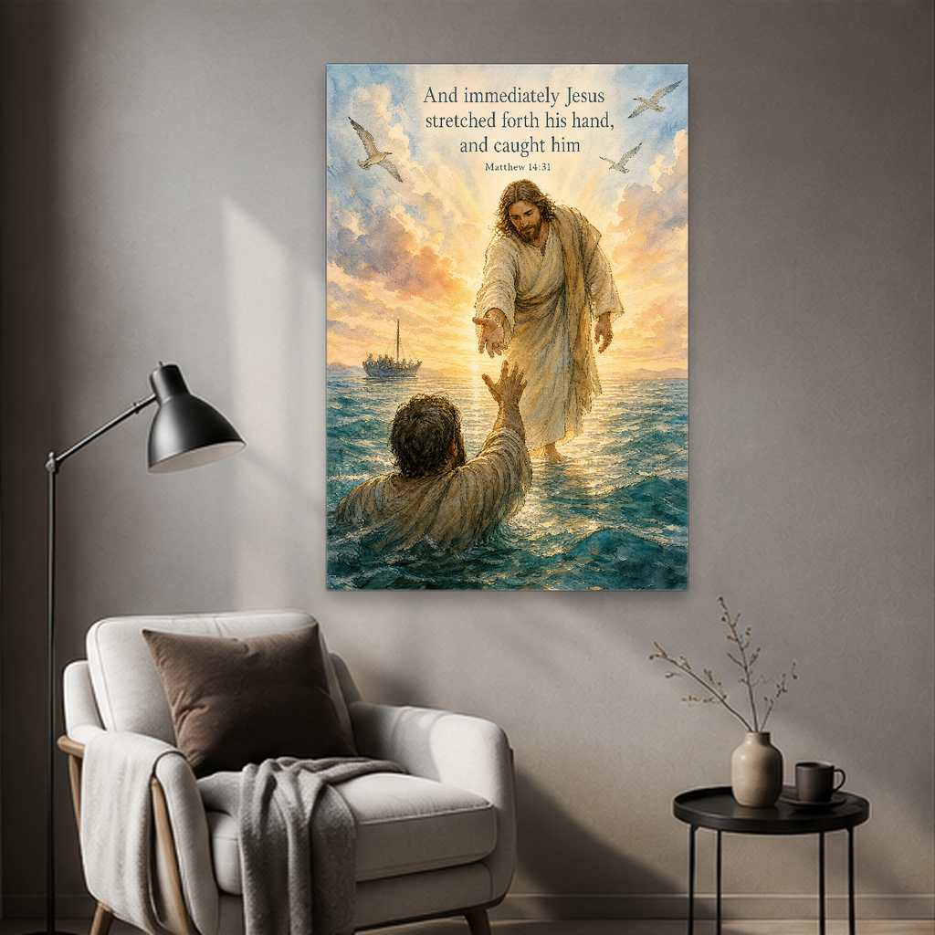 Dawn upon the Waves Canvas Wall Art - Christian Wall Art, detail view