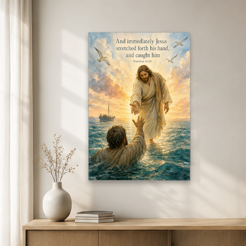 Dawn upon the Waves Canvas Wall Art - Christian Wall Art, close-up of the print