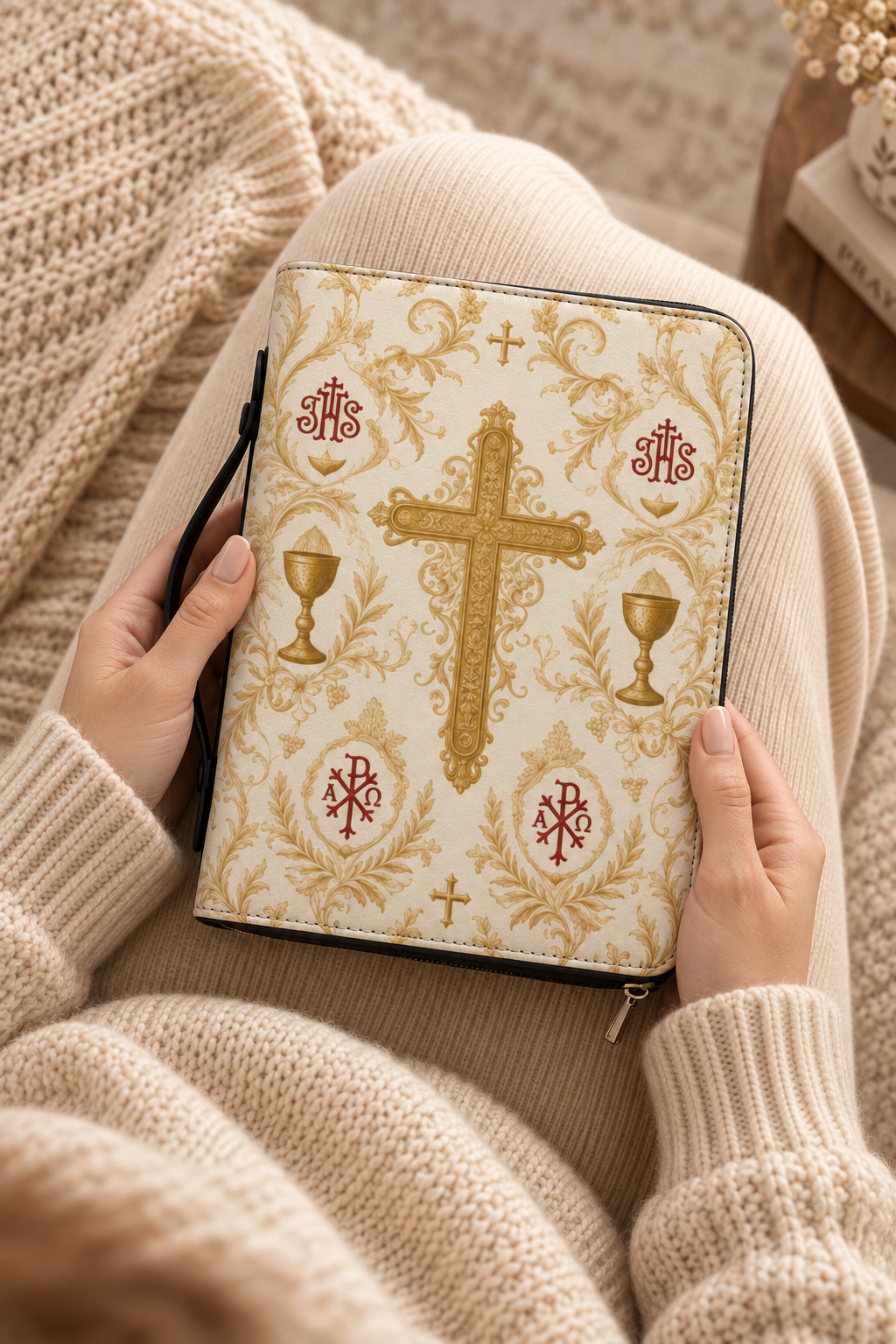 Devotion Bible Cover - Leather Bible Cover, hanging display