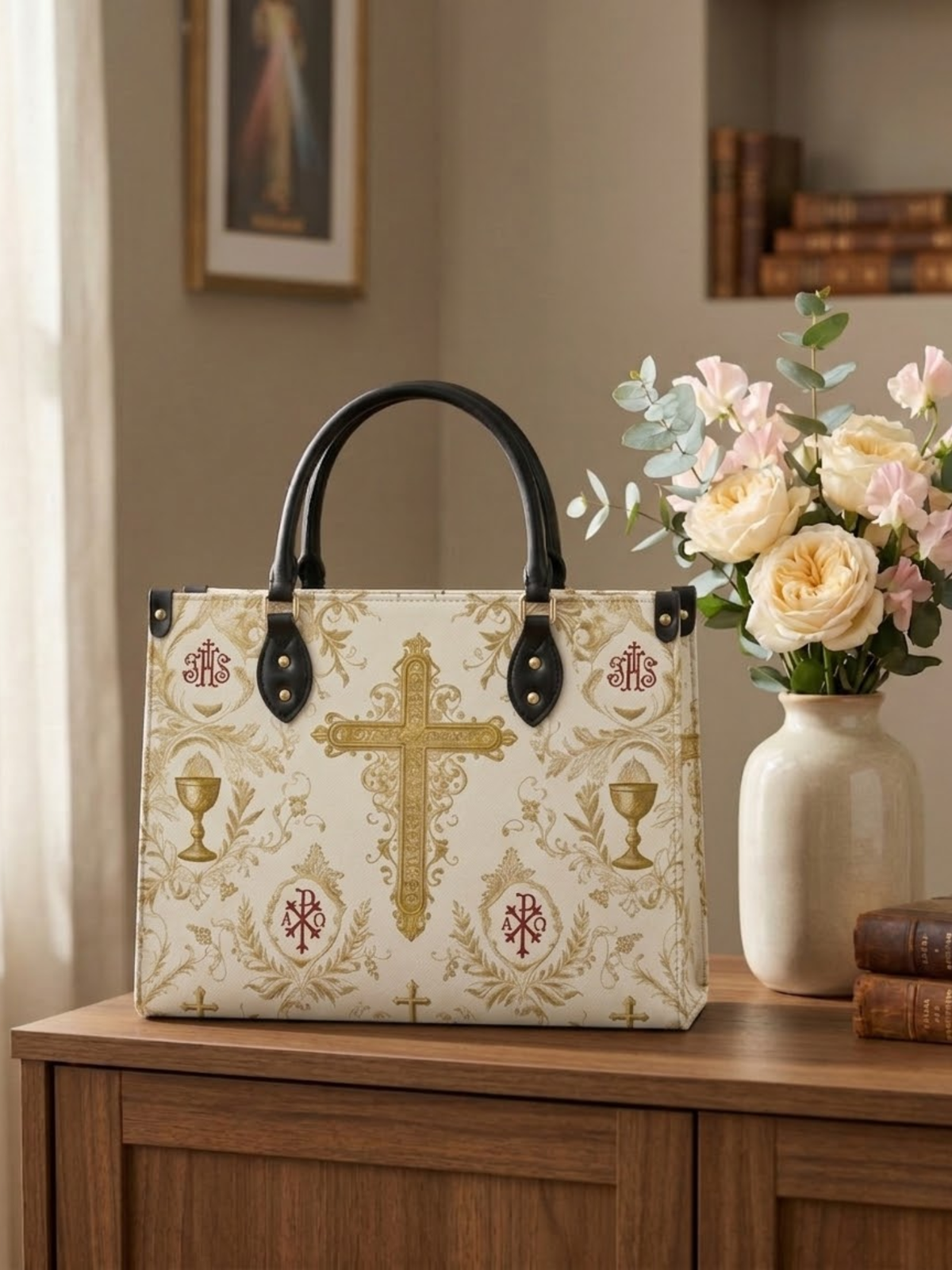 Devotion PU Leather Handbag - Christian Handbag, styled in the home