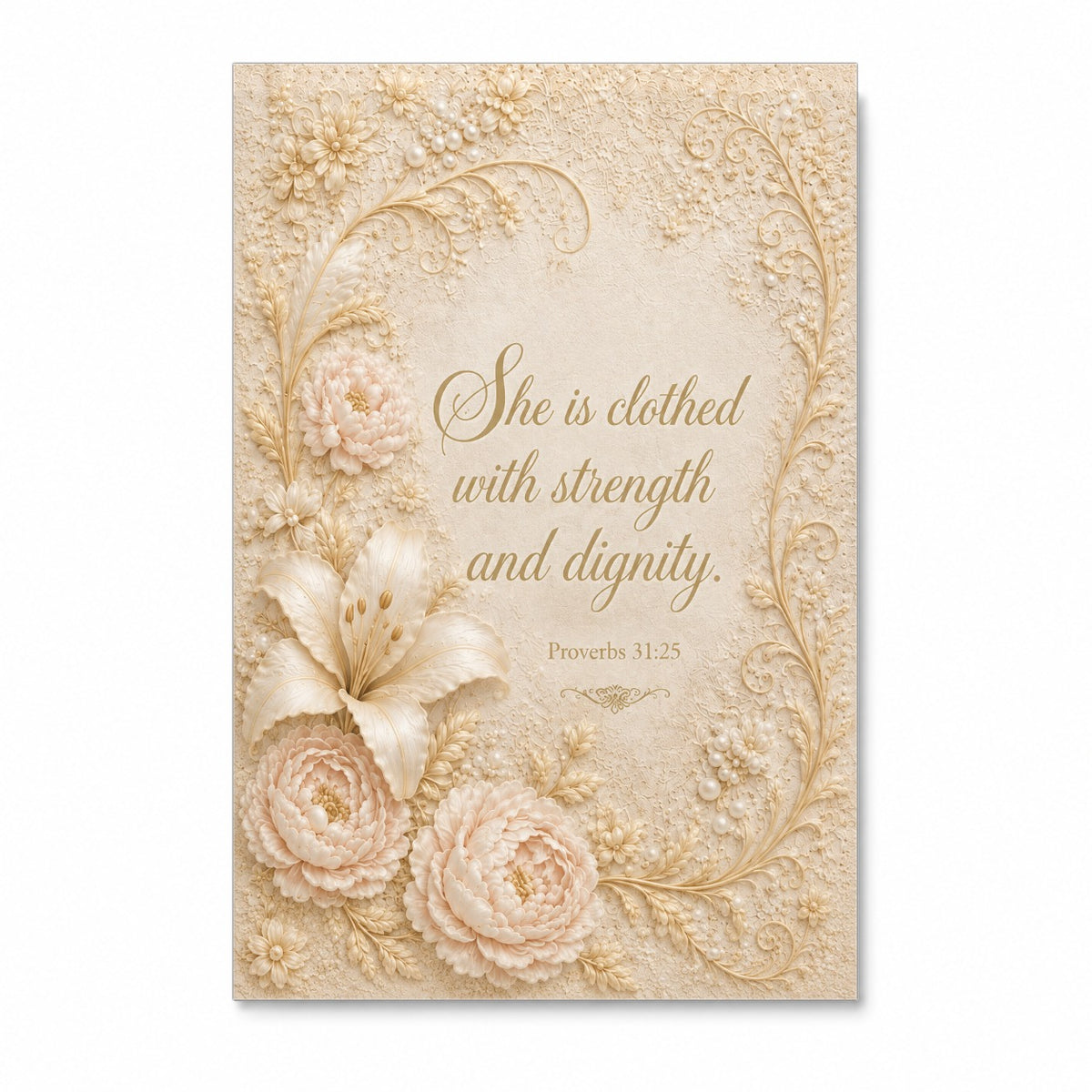 Dignity Floral Canvas Wall Art - Catholic Wall Art, front view
