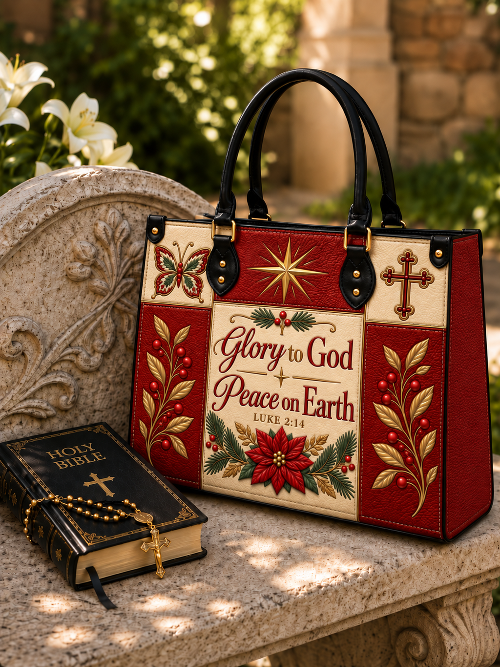 Divine Glory PU Leather Handbag - Christian Handbag, detail view