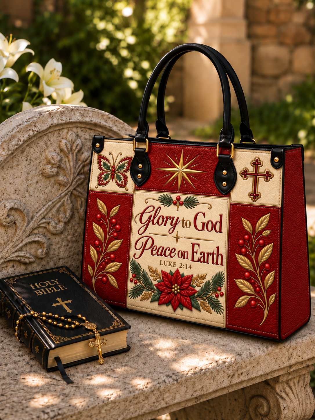 Divine Glory PU Leather Handbag - Christian Handbag, detail view
