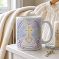 Dove Over Living Waters Ceramic Mug - Christian Coffee Mug, front view