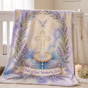 Dove Over Living Waters Fleece Blanket - Christian Blanket, front view
