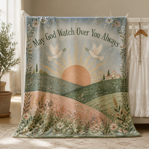 Doves Over Dawn Hills Fleece Blanket - Christian Blanket, front view