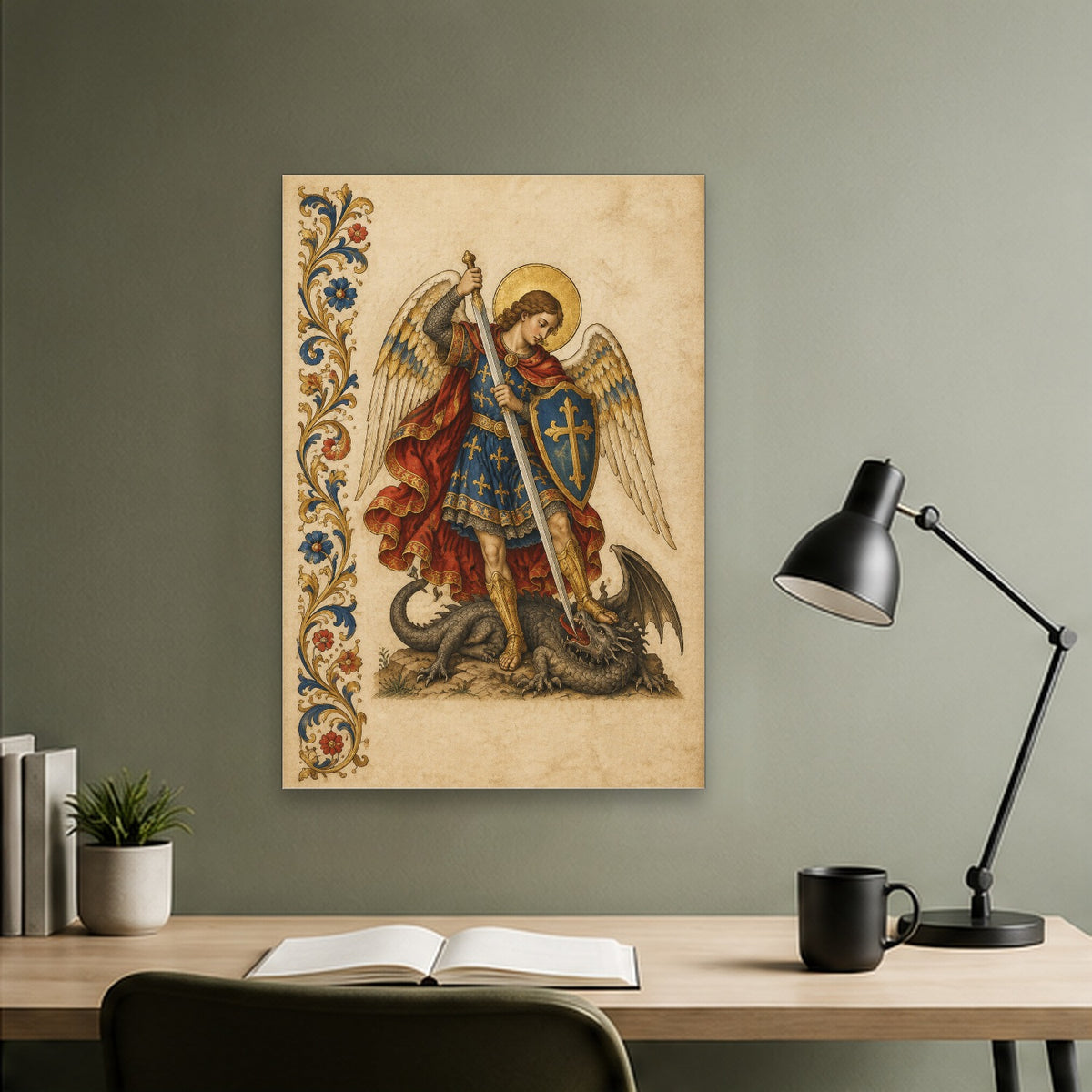 Draco Subactus Canvas Wall Art - Catholic Wall Art, close-up of the print
